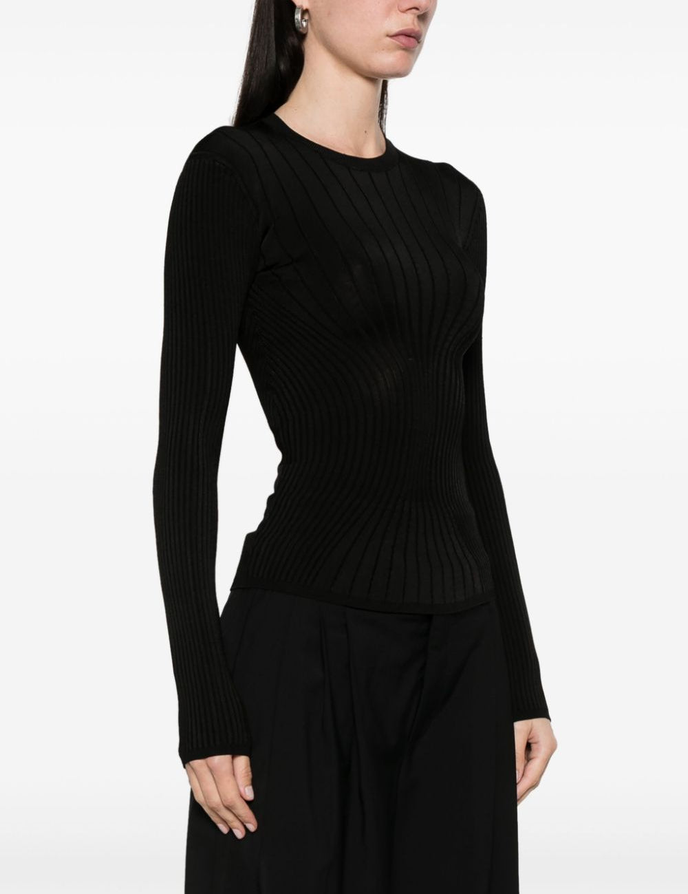 Maglia a maniche lunghe a coste in nero Mugler - donna 