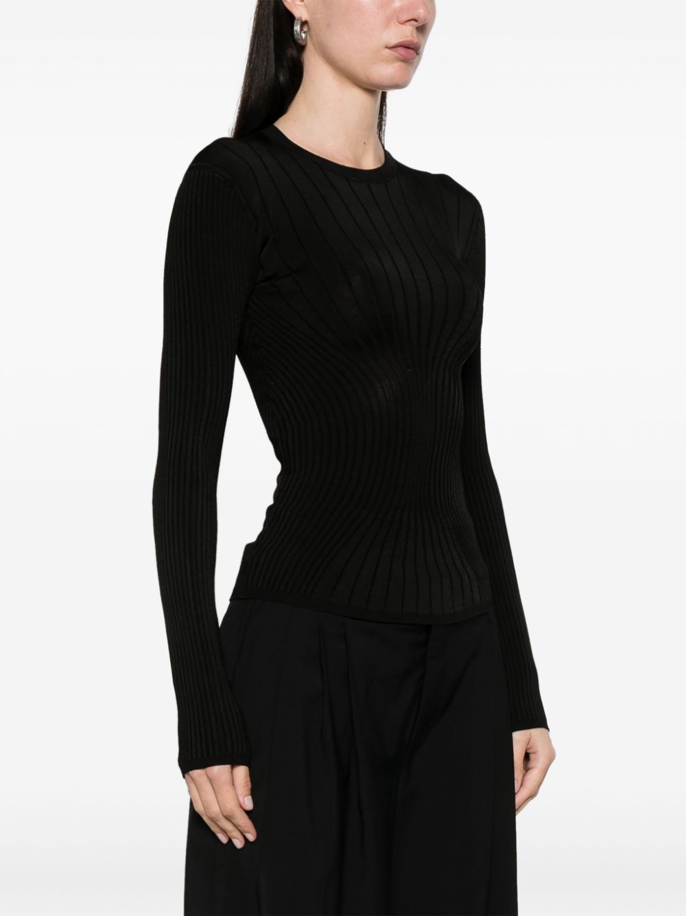 Maglia a maniche lunghe a coste in nero Mugler - donna 
