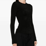 Maglia a maniche lunghe a coste in nero Mugler - donna 