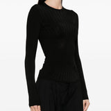 Maglia a maniche lunghe a coste in nero Mugler - donna 