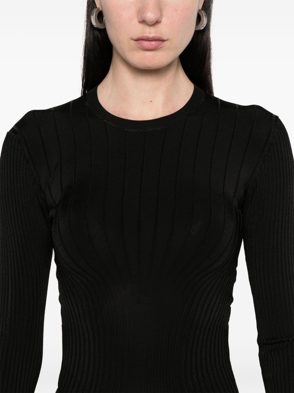 Maglia a maniche lunghe a coste in nero Mugler - donna 