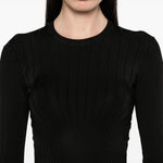 Maglia a maniche lunghe a coste in nero Mugler - donna 