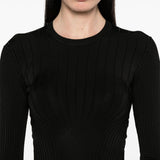 Maglia a maniche lunghe a coste in nero Mugler - donna 
