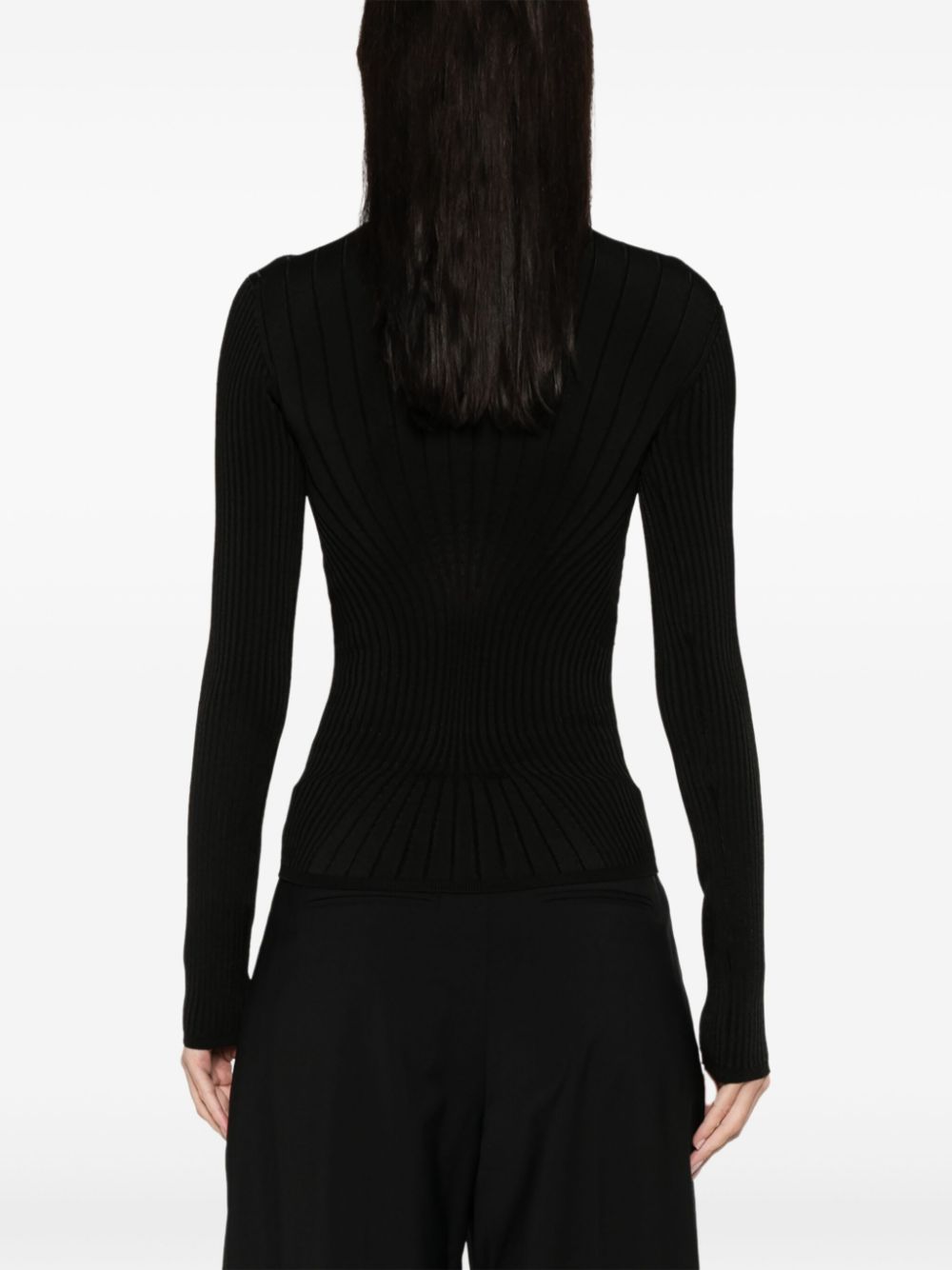 Maglia a maniche lunghe a coste in nero Mugler - donna 