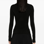 Maglia a maniche lunghe a coste in nero Mugler - donna 