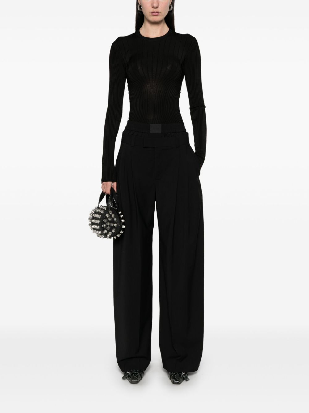 Maglia a maniche lunghe a coste in nero Mugler - donna 