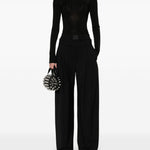 Maglia a maniche lunghe a coste in nero Mugler - donna 