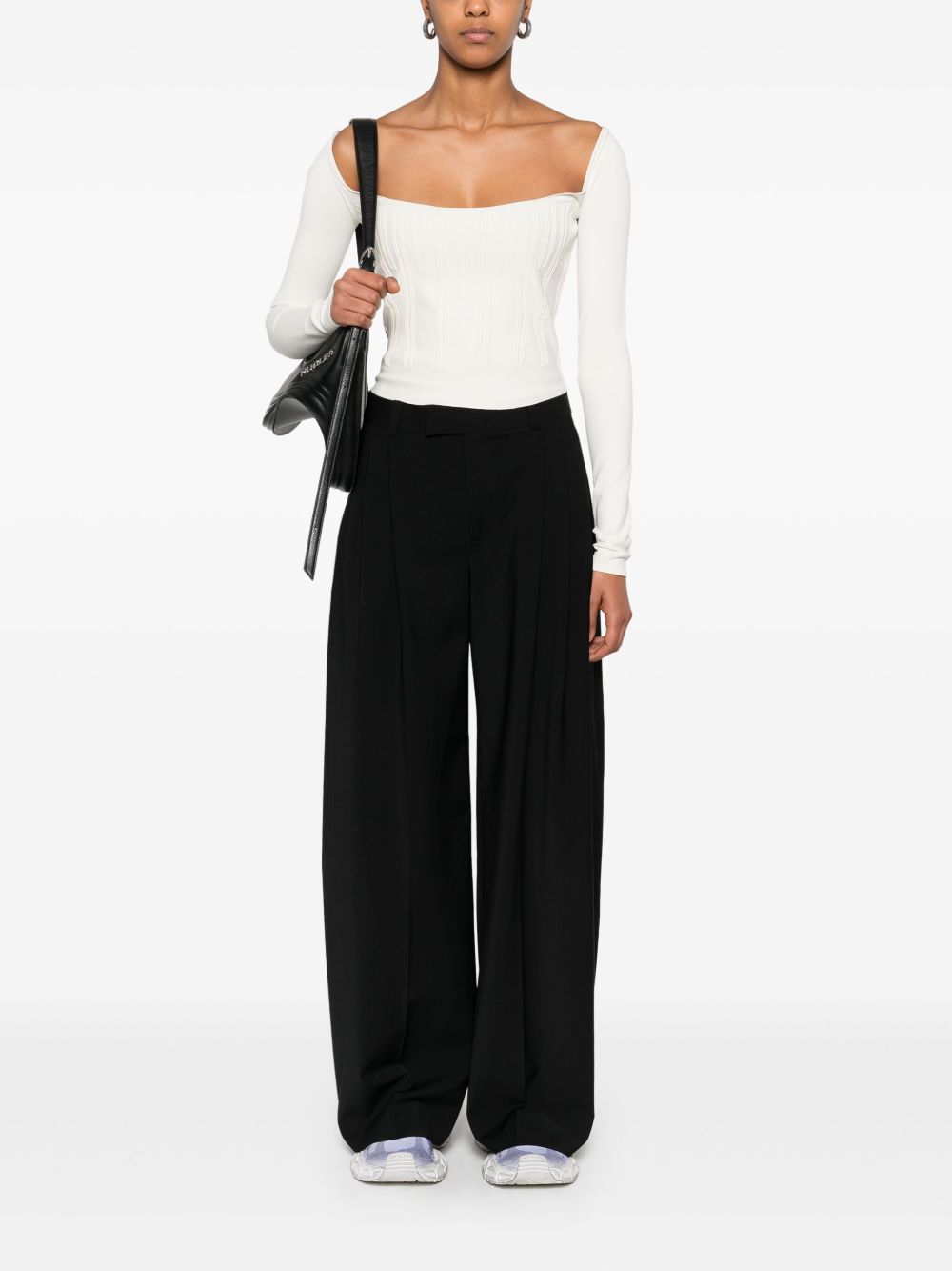 Top con motivo in rilievo in ecrù Mugler - donna 