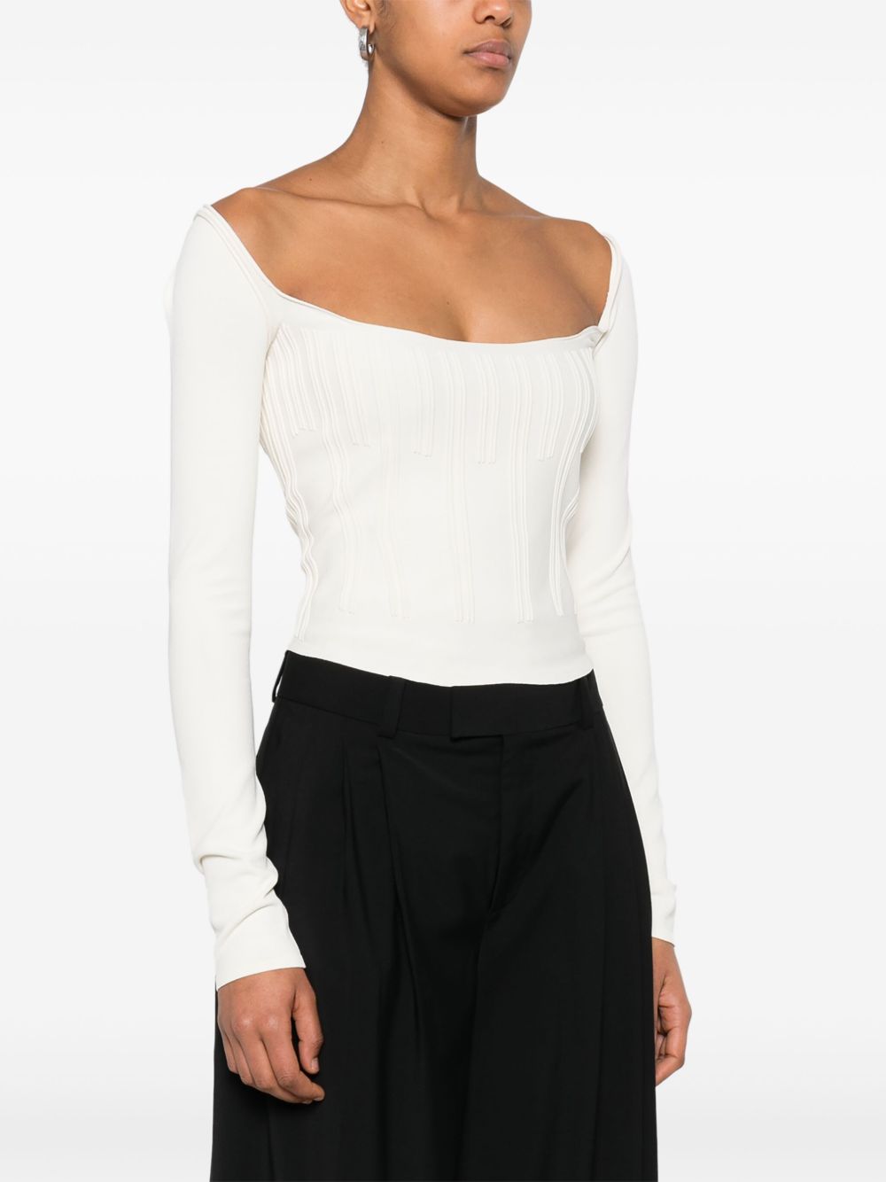 Top con motivo in rilievo in ecrù Mugler - donna 