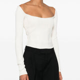 Top con motivo in rilievo in ecrù Mugler - donna 