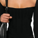 Top con motivo in rilievo in nero Mugler - donna 