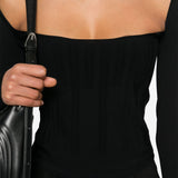 Top con motivo in rilievo in nero Mugler - donna 