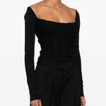 Top con motivo in rilievo in nero Mugler - donna 