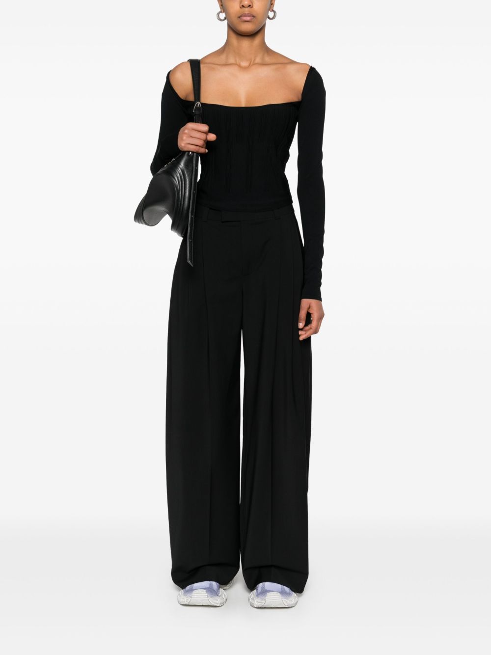 Top con motivo in rilievo in nero Mugler - donna 