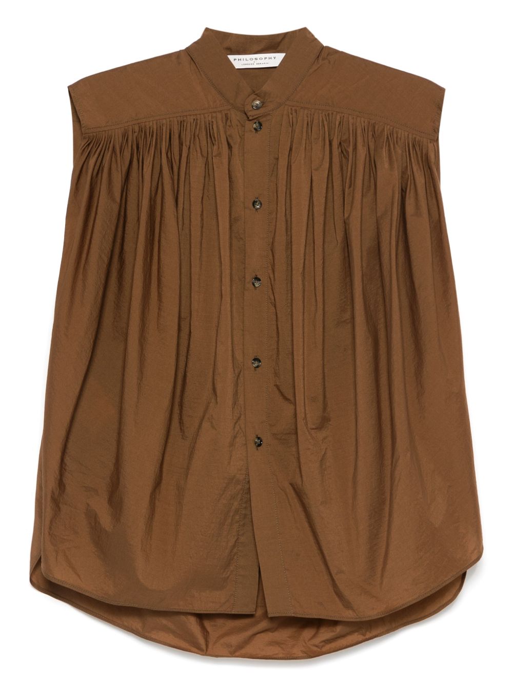 Blusa smanicata in marrone 