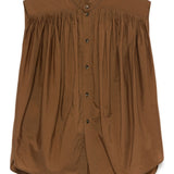 Blusa smanicata in marrone 