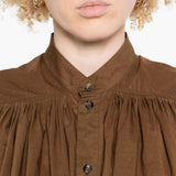 Blusa smanicata in marrone 