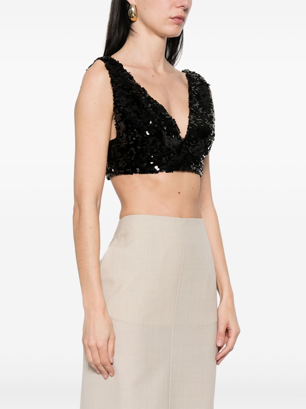 Top con paillettes in nero Philosophy Di Lorenzo Serafini - donna 