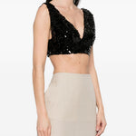 Top con paillettes in nero Philosophy Di Lorenzo Serafini - donna 