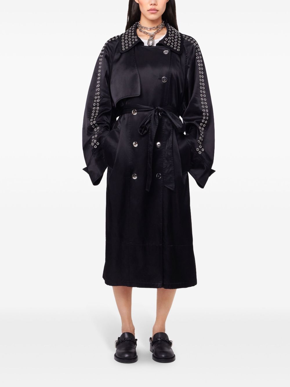 Trench con occhielli in nero Rabanne - donna 