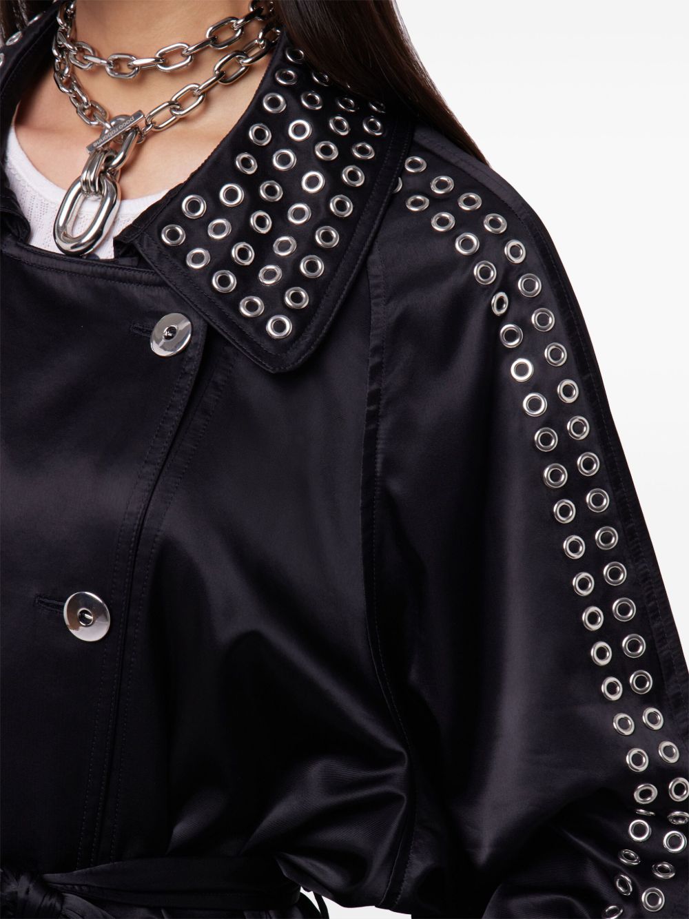 Trench con occhielli in nero Rabanne - donna 