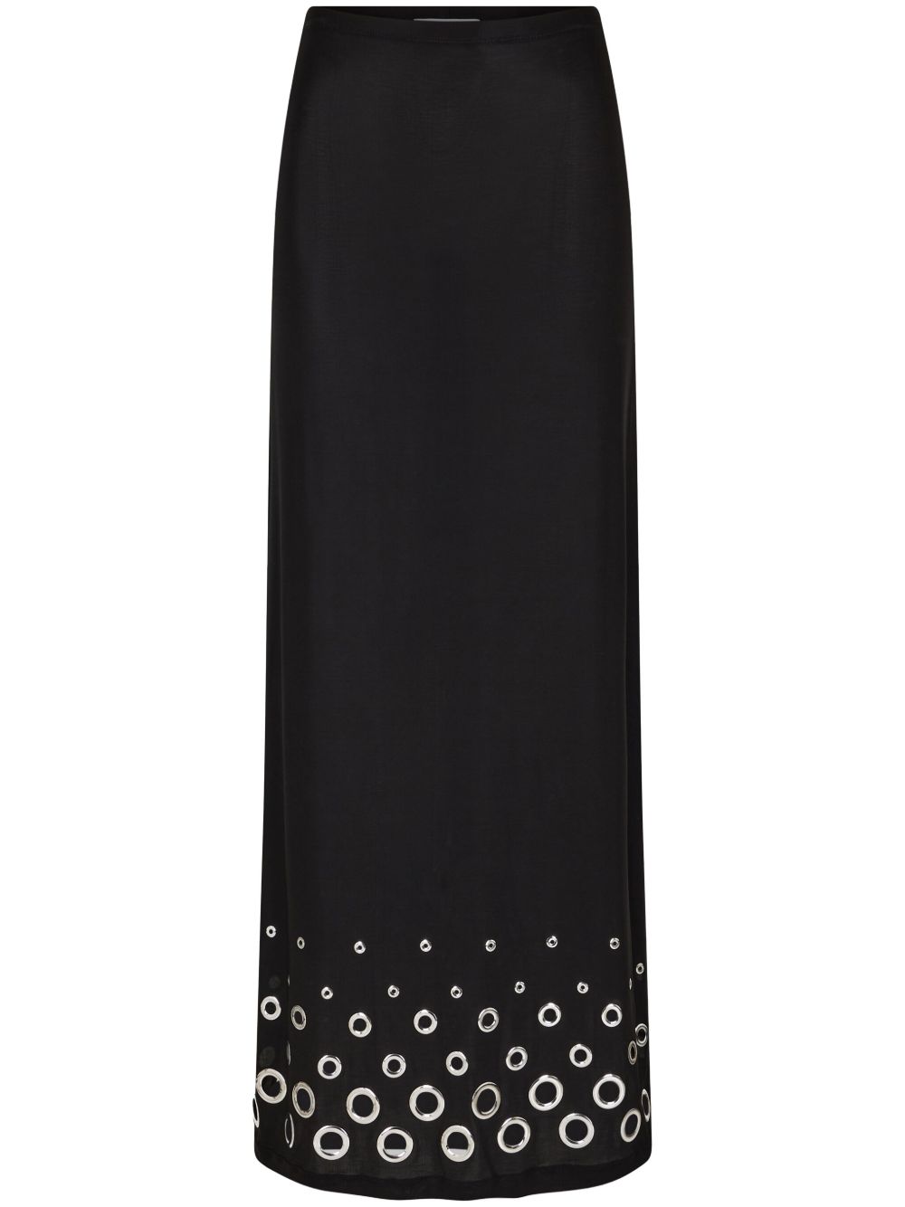 Gonna lunga con occhielli in nero Rabanne - donna 