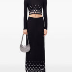 Gonna lunga con occhielli in nero Rabanne - donna 