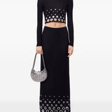 Gonna lunga con occhielli in nero Rabanne - donna 