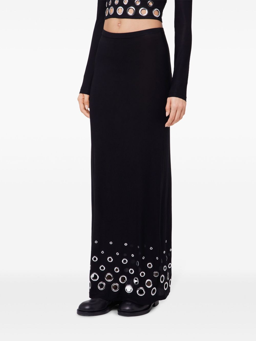 Gonna lunga con occhielli in nero Rabanne - donna 