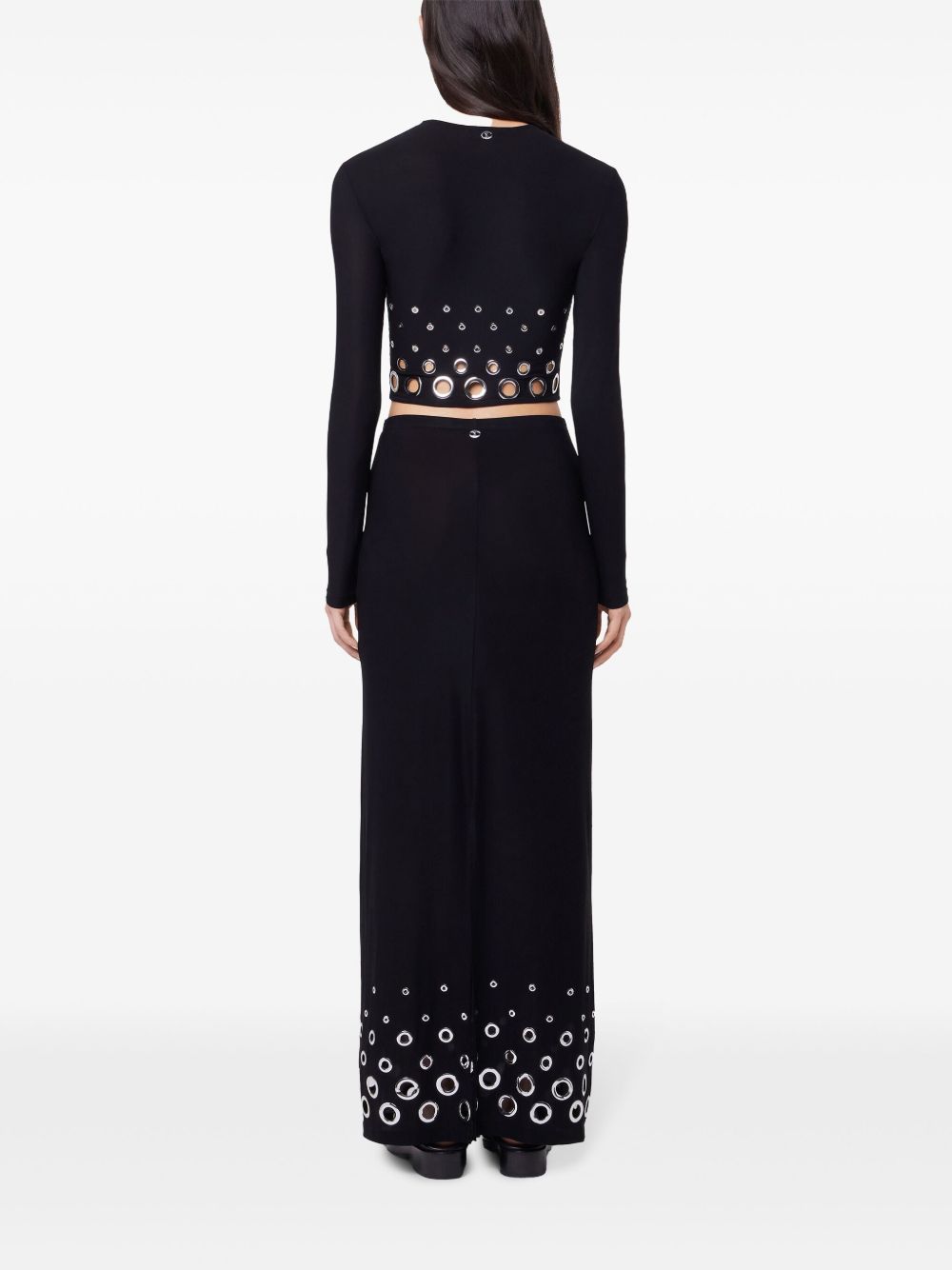 Gonna lunga con occhielli in nero Rabanne - donna 
