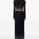 Gonna lunga con occhielli in nero Rabanne - donna 