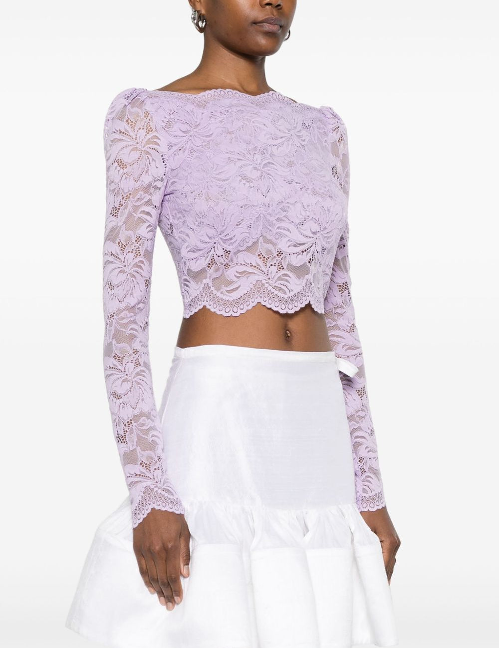 Top crop in pizzo in lilla Rabanne - donna 
