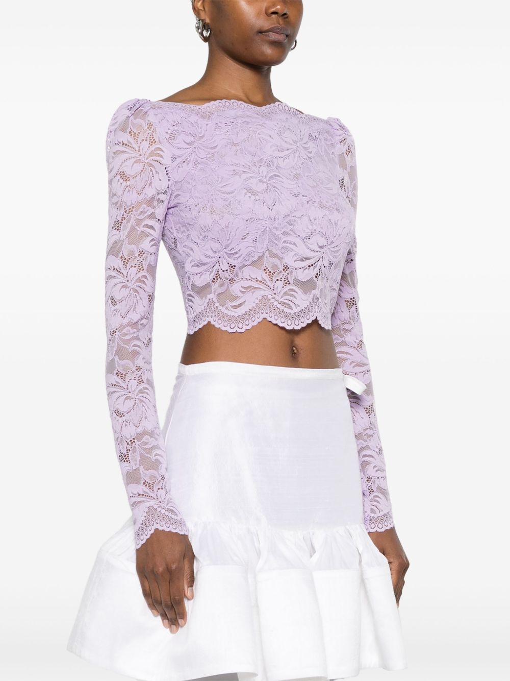 Top crop in pizzo in lilla Rabanne - donna 
