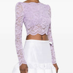 Top crop in pizzo in lilla Rabanne - donna 