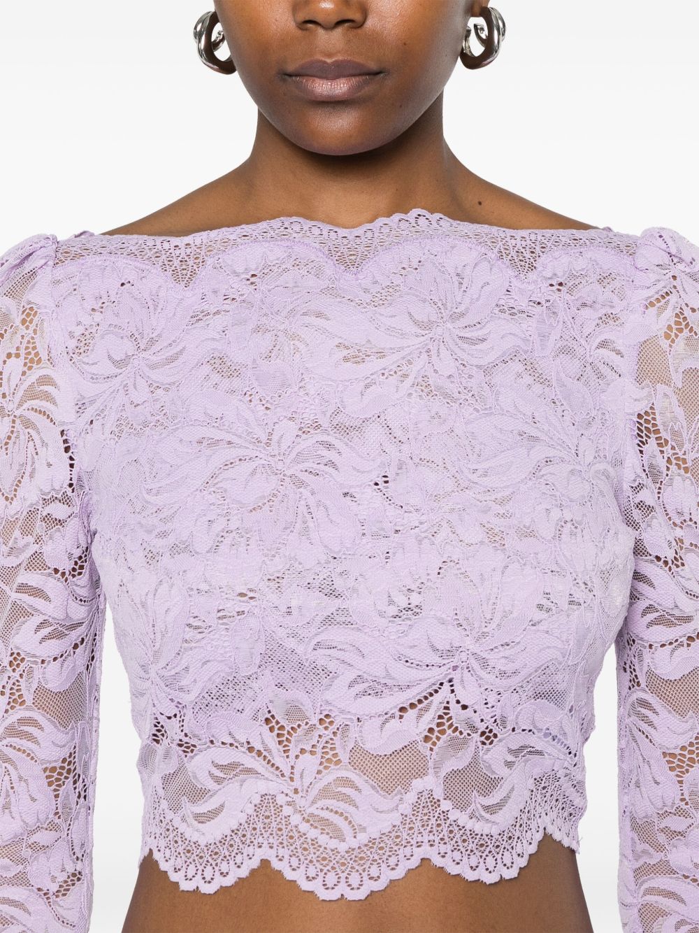 Top crop in pizzo in lilla Rabanne - donna 
