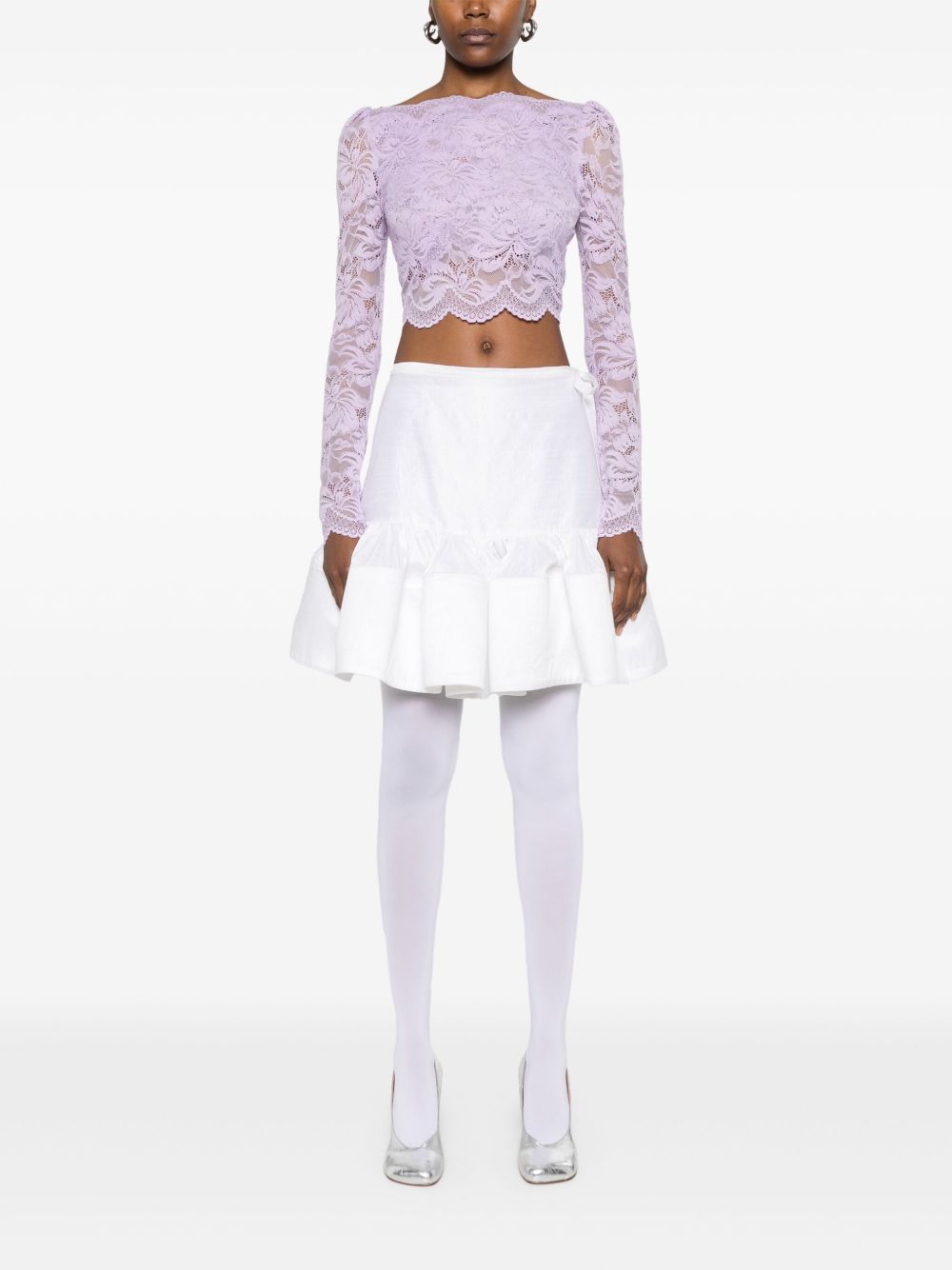 Top crop in pizzo in lilla Rabanne - donna 