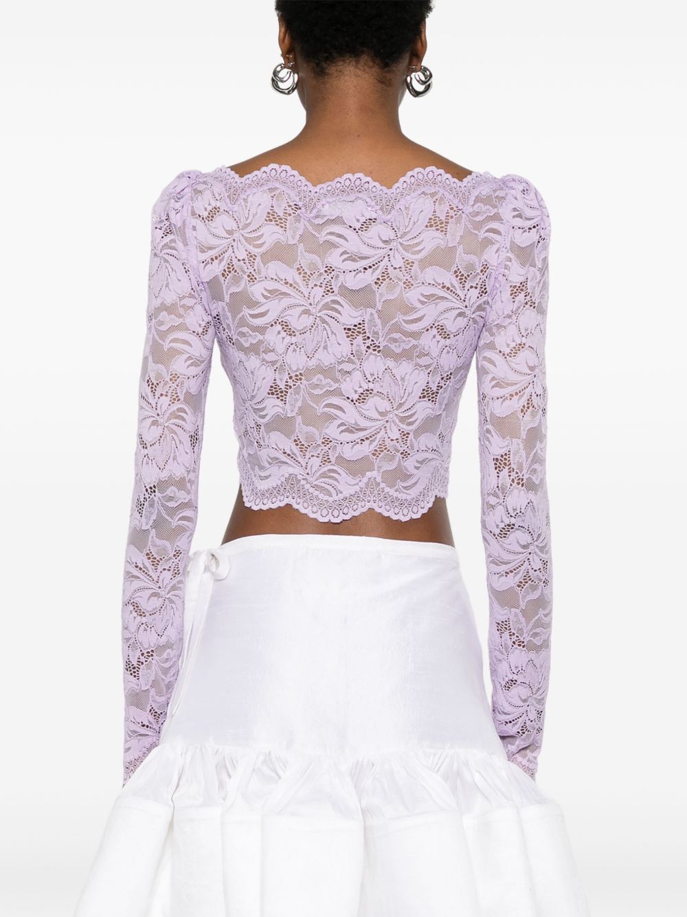 Top crop in pizzo in lilla Rabanne - donna 