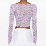 Top crop in pizzo in lilla Rabanne - donna 
