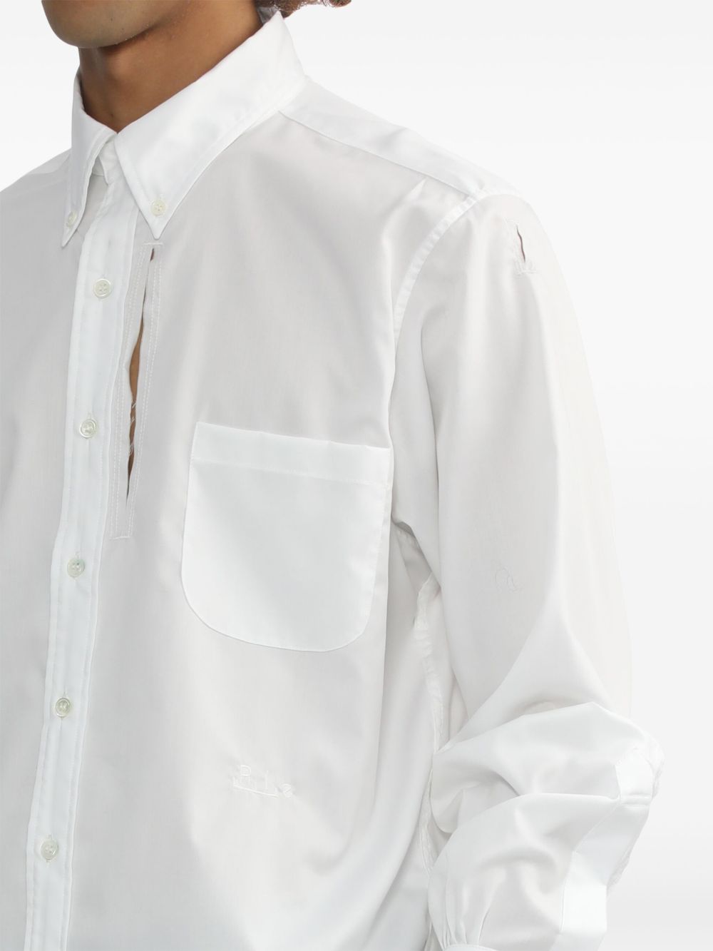Camicia con dettaglio cut-out in bianco Random Identities - uomo 