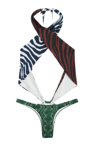 Costume con stampa animalierr multicolore Reina Oga - donna 