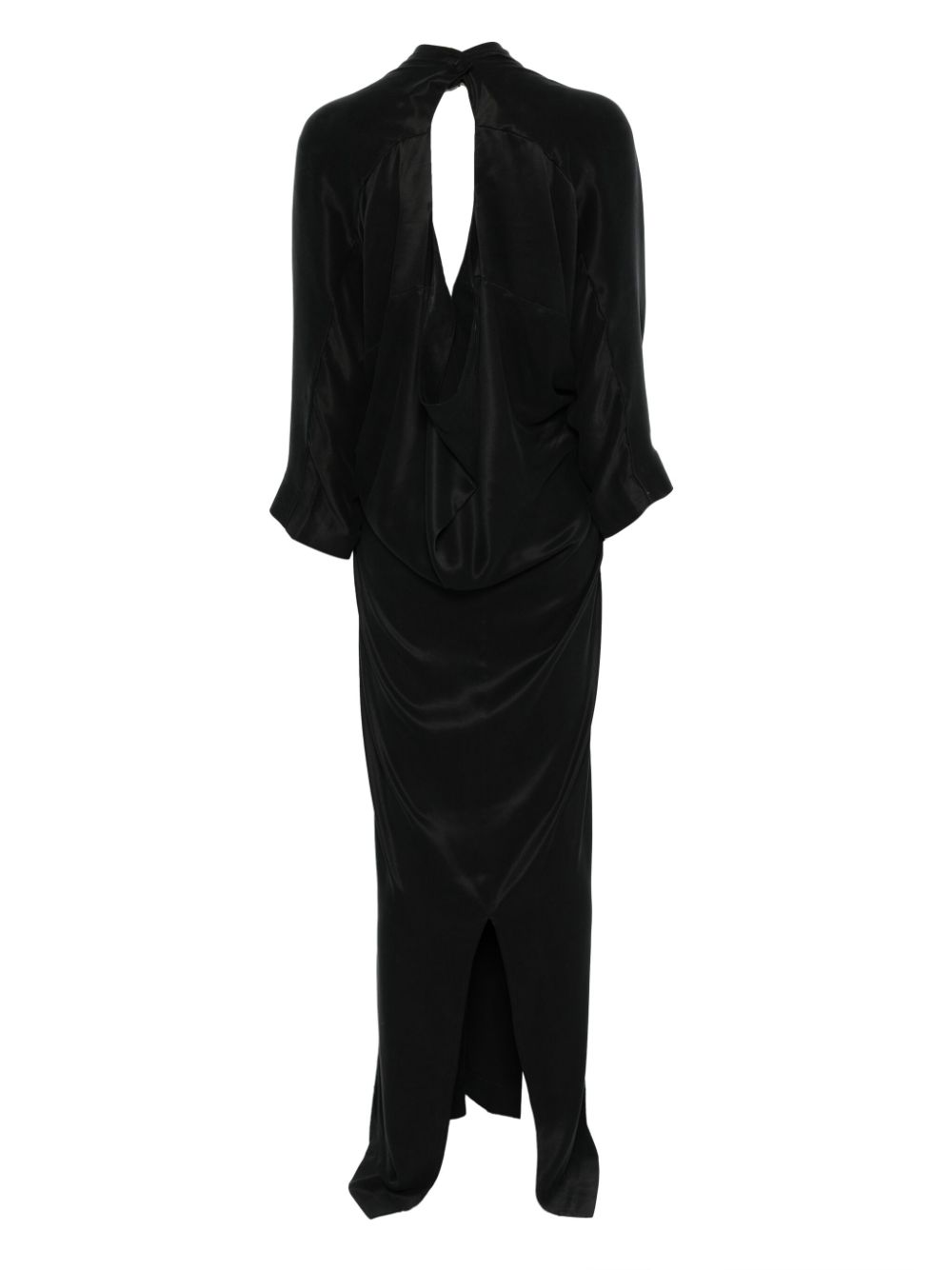 Abito lungo con finitura satinata in nero Remain - donna 