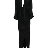 Abito lungo con finitura satinata in nero Remain - donna 