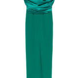 Abito lungo Latifa in verde smeraldo Rhea Costa - donna 