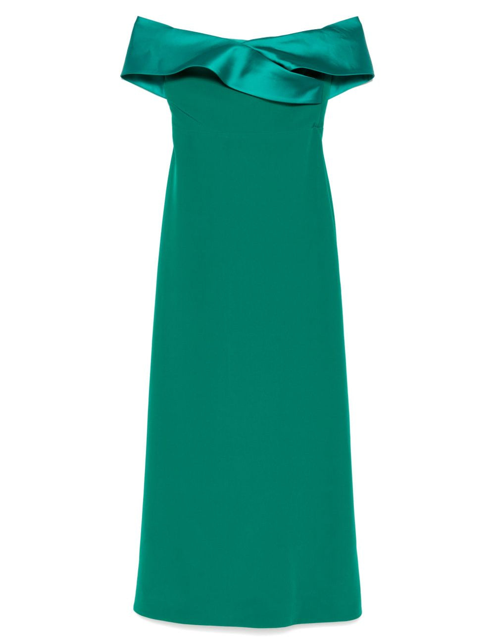 Abito lungo con scollo asimmetrico in verde Rhea Costa - donna 