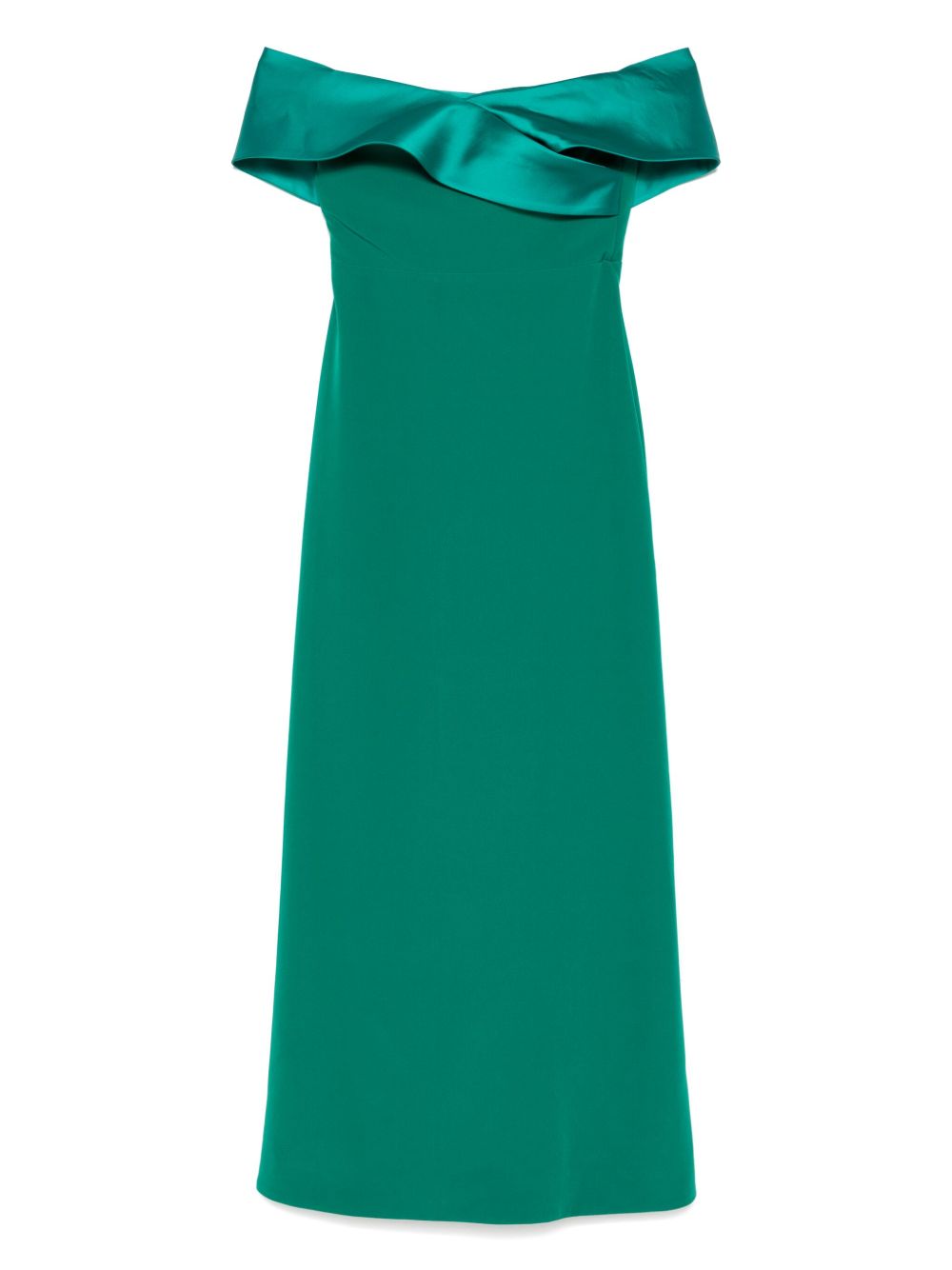 Abito lungo con scollo asimmetrico in verde Rhea Costa - donna 