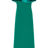 Abito lungo con scollo asimmetrico in verde Rhea Costa - donna 