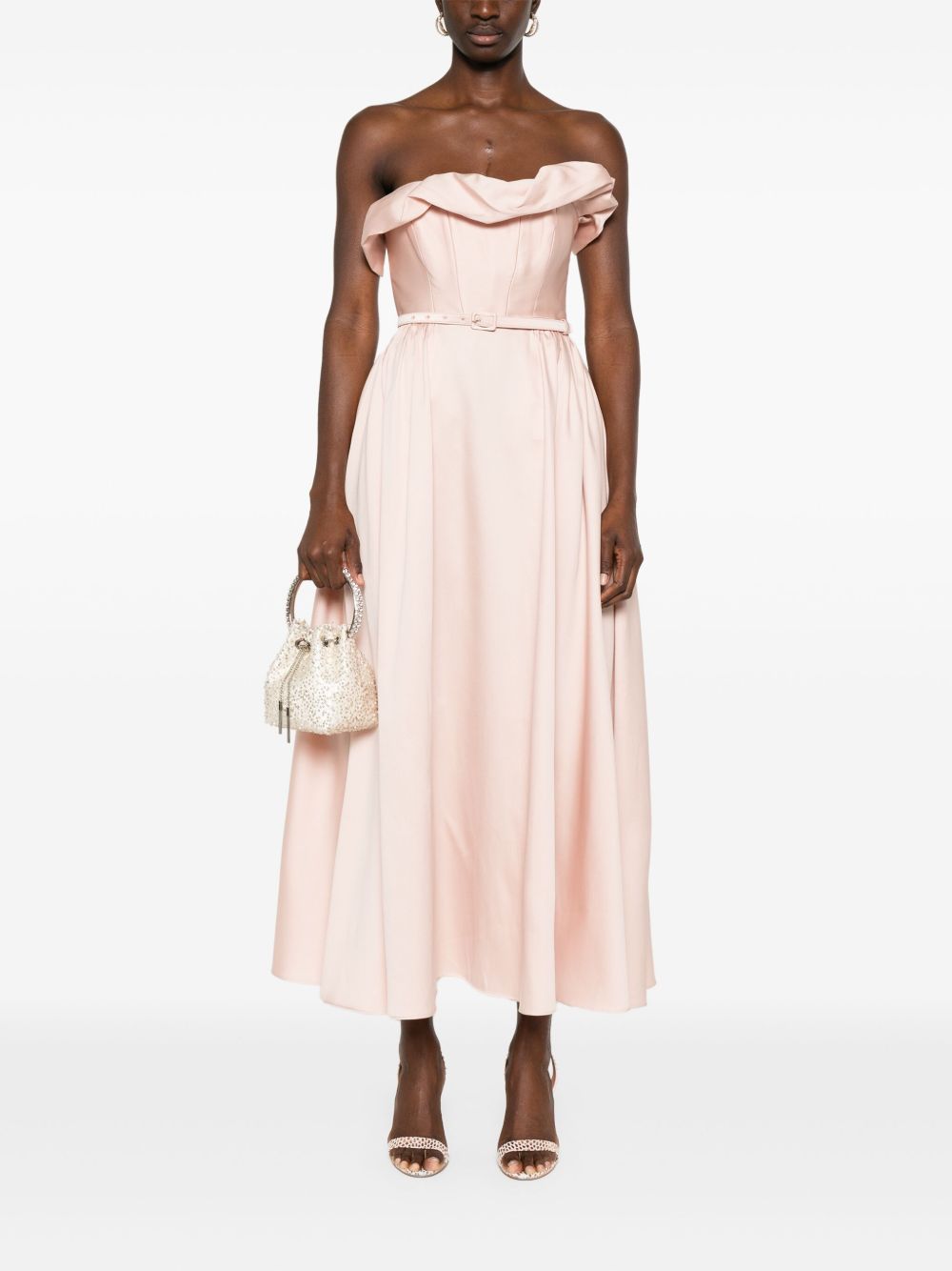 Abito midi con ruches in rosa Roland Mouret - donna 