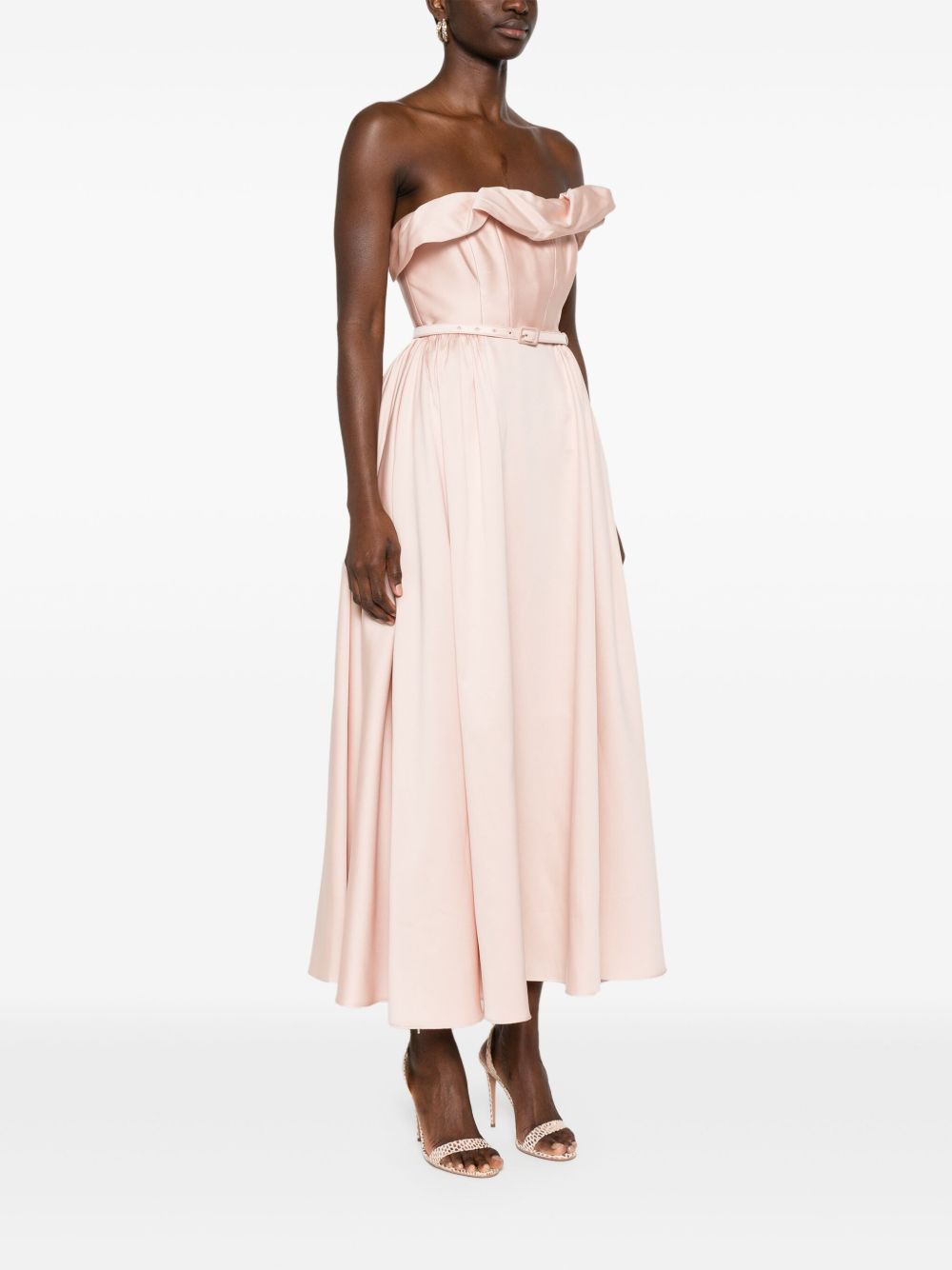 Abito midi con ruches in rosa Roland Mouret - donna 