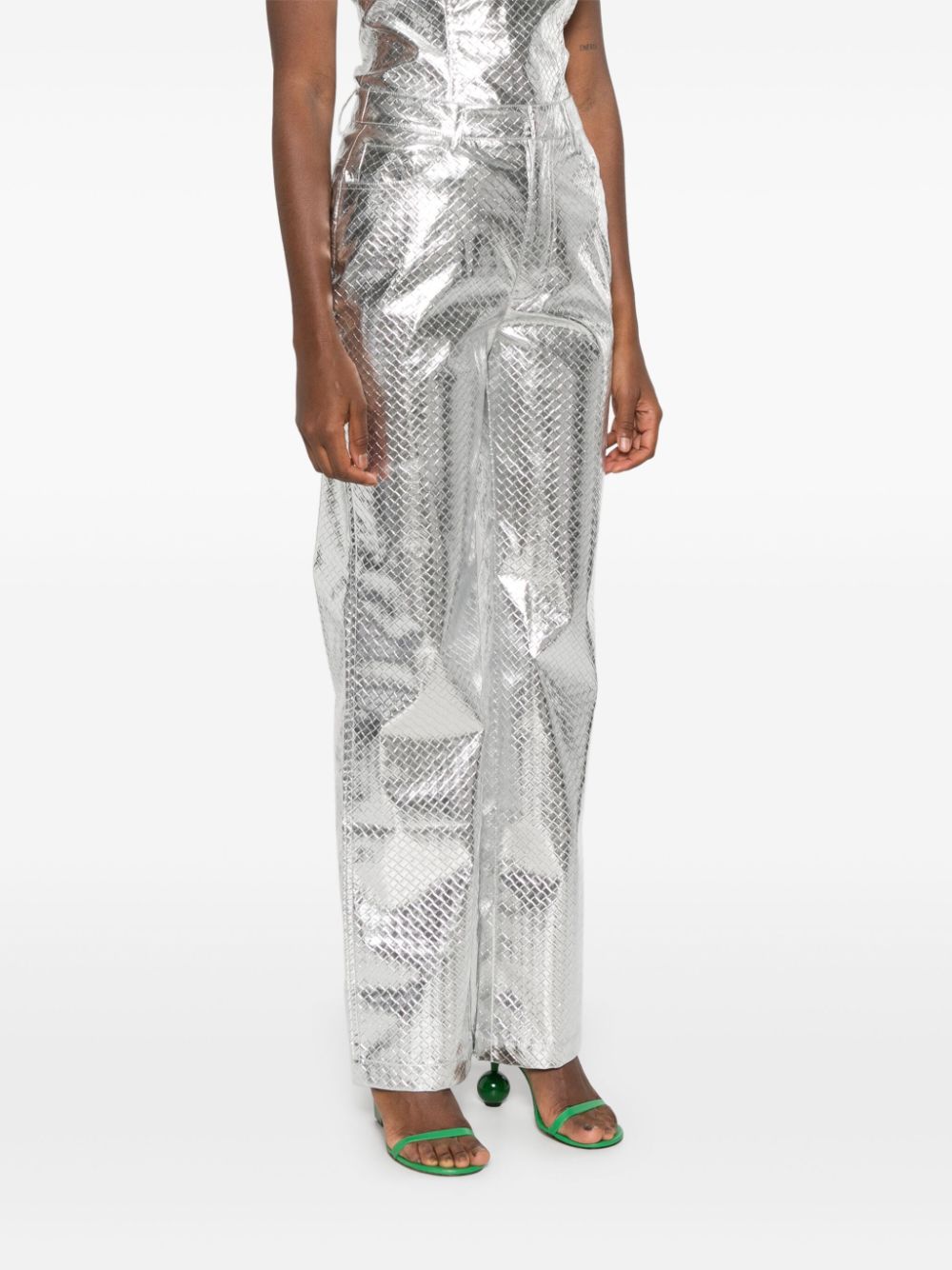 Pantaloni dritti intrecciati in argento Rotate - donna 
