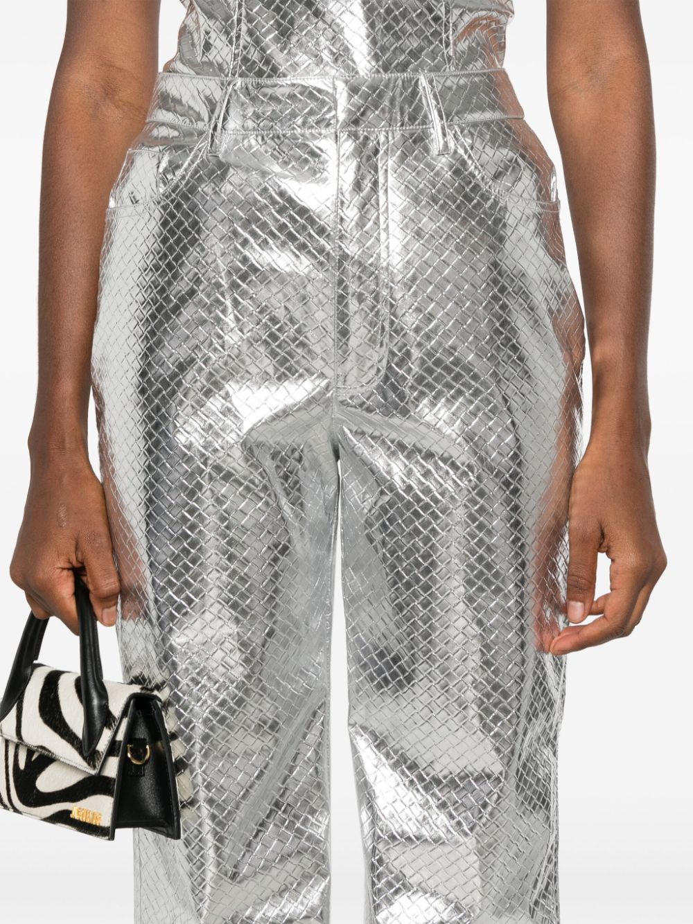Pantaloni dritti intrecciati in argento Rotate - donna 